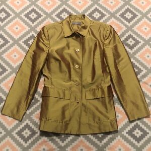 Kate Hill Petites Metallic Gold Silk Jacket Size 2P